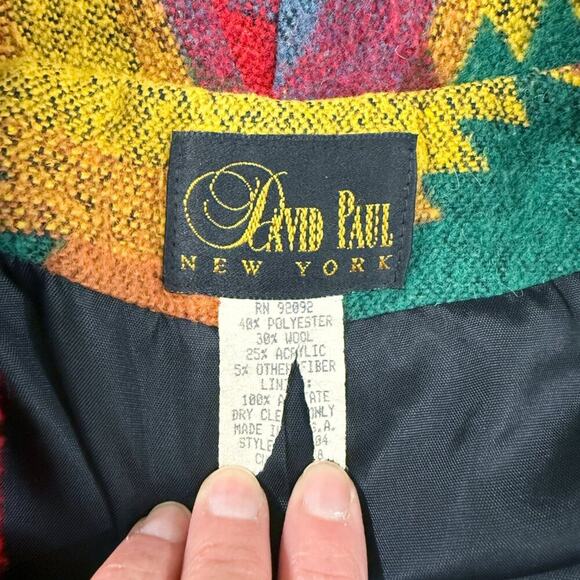 Vintage 80s/90s David Paul Multicolor Southwest Print Blazer Women's Size XS/S - Picture 4 of 6